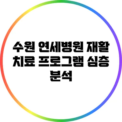 수원 연세병원 재활 치료 프로그램 심층 분석