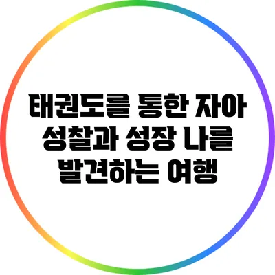 태권도를 통한 자아 성찰과 성장: 나를 발견하는 여행