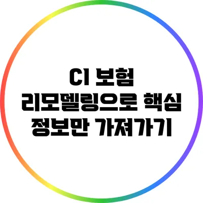CI 보험 리모델링으로 핵심 정보만 가져가기