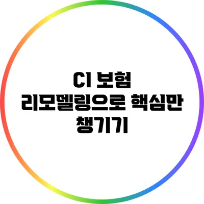 CI 보험 리모델링으로 핵심만 챙기기