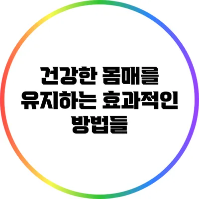 건강한 몸매를 유지하는 효과적인 방법들