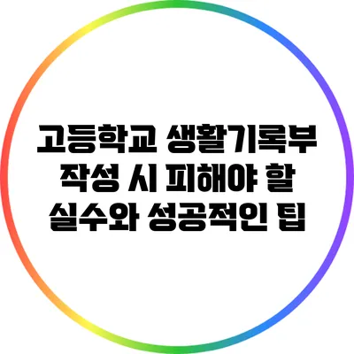 고등학교 생활기록부 작성 시 피해야 할 실수와 성공적인 팁