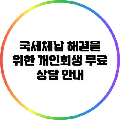 국세체납 해결을 위한 개인회생 무료 상담 안내