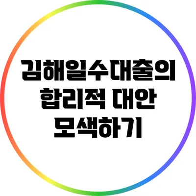 김해일수대출의 합리적 대안 모색하기