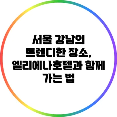 서울 강남의 트렌디한 장소, 엘리에나호텔과 함께 가는 법