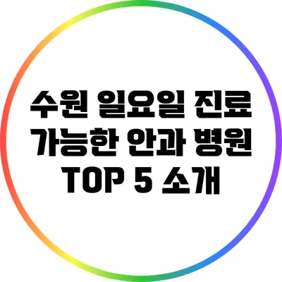 수원 일요일 진료 가능한 안과 병원 TOP 5 소개