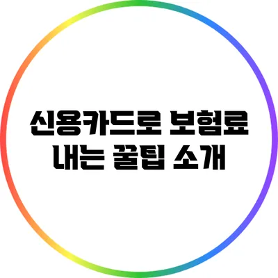 신용카드로 보험료 내는 꿀팁 소개