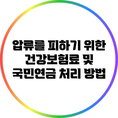 압류를 피하기 위한 건강보험료 및 국민연금 처리 방법