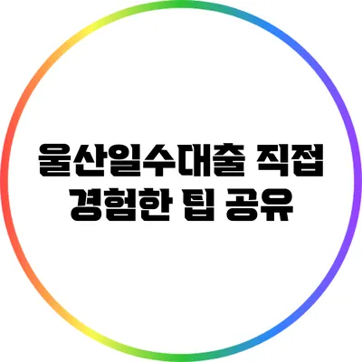 울산일수대출: 직접 경험한 팁 공유