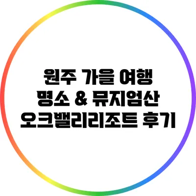 원주 가을 여행 명소 & 뮤지엄산 오크밸리리조트 후기