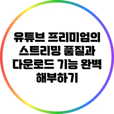 유튜브 프리미엄의 스트리밍 품질과 다운로드 기능 완벽 해부하기