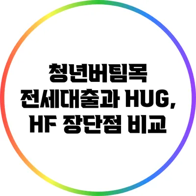 청년버팀목 전세대출과 HUG, HF 장단점 비교