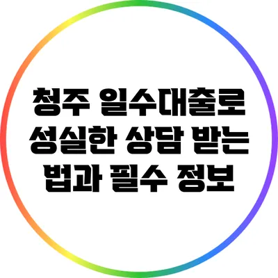 청주 일수대출로 성실한 상담 받는 법과 필수 정보