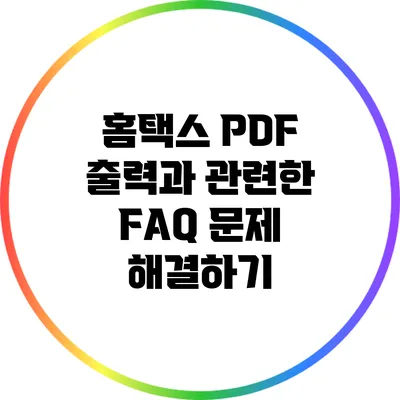 홈택스 PDF 출력과 관련한 FAQ: 문제 해결하기
