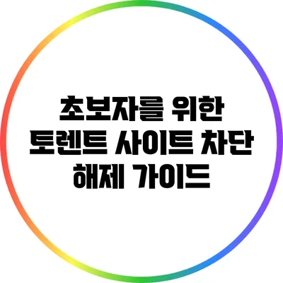 초보자를 위한 토렌트 사이트 차단 해제 가이드