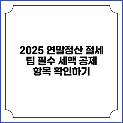2025 연말정산 절세 팁: 필수 세액 공제 항목 확인하기