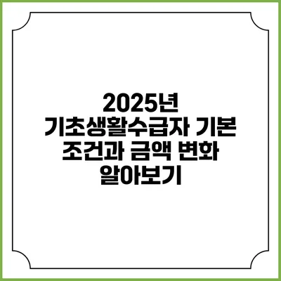 2025년 기초생활수급자 기본 조건과 금액 변화 알아보기