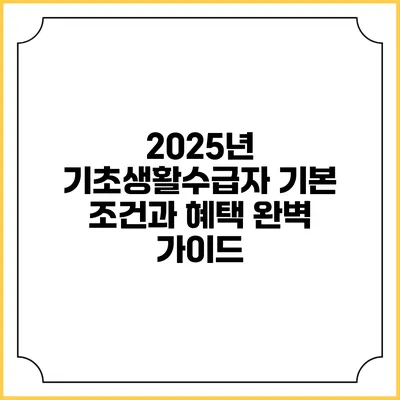 2025년 기초생활수급자 기본 조건과 혜택 완벽 가이드