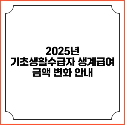 2025년 기초생활수급자 생계급여 금액 변화 안내