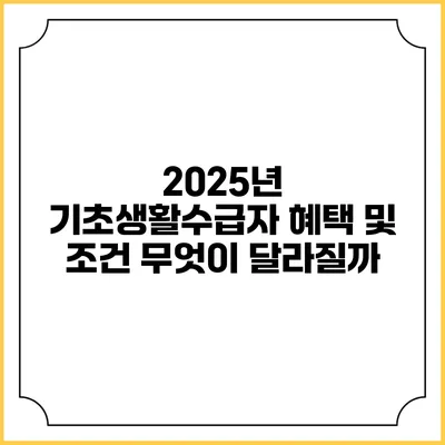 2025년 기초생활수급자 혜택 및 조건 무엇이 달라질까?