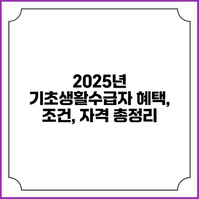 2025년 기초생활수급자 혜택, 조건, 자격 총정리