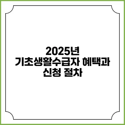 2025년 기초생활수급자 혜택과 신청 절차