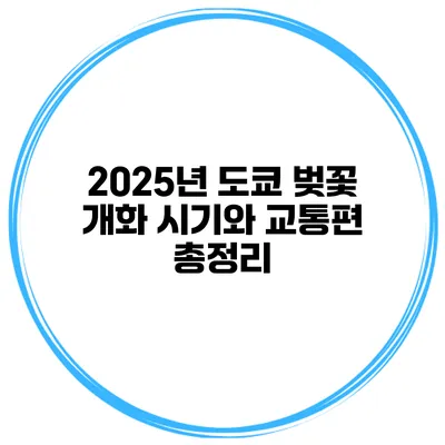 2025년 도쿄 벚꽃 개화 시기와 교통편 총정리