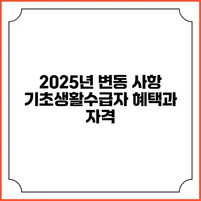 2025년 변동 사항 기초생활수급자 혜택과 자격