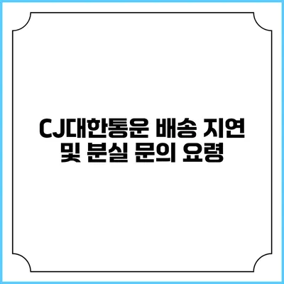CJ대한통운 배송 지연 및 분실 문의 요령