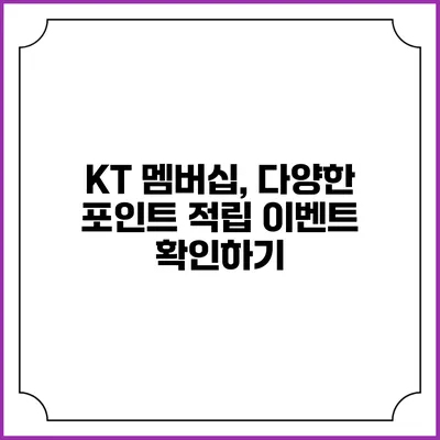 KT 멤버십, 다양한 포인트 적립 이벤트 확인하기