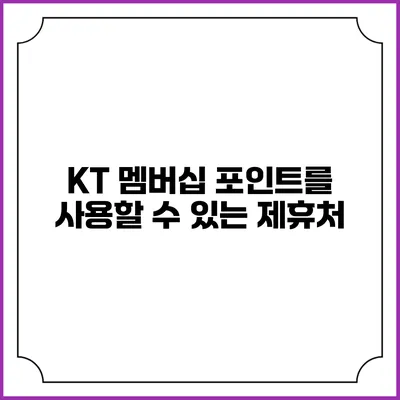 KT 멤버십 포인트를 사용할 수 있는 제휴처