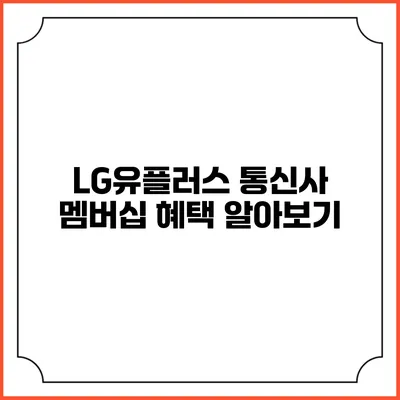 LG유플러스 통신사 멤버십 혜택 알아보기
