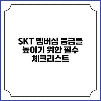 SKT 멤버십 등급을 높이기 위한 필수 체크리스트