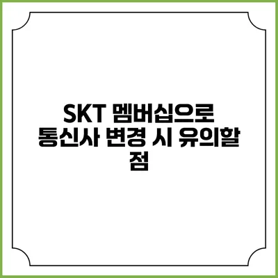 SKT 멤버십으로 통신사 변경 시 유의할 점