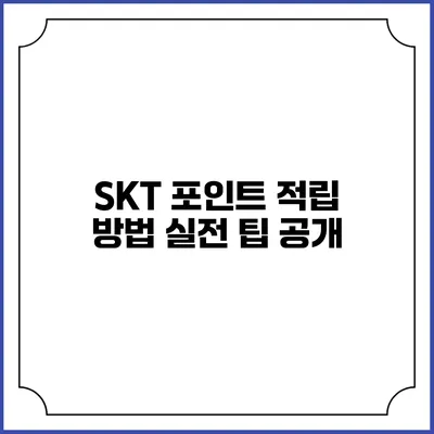 SKT 포인트 적립 방법 실전 팁 공개