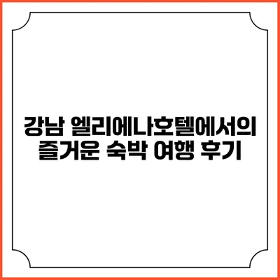 강남 엘리에나호텔에서의 즐거운 숙박 여행 후기