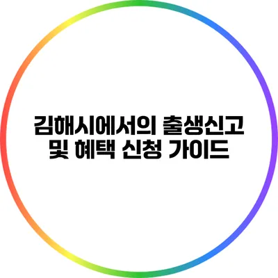 김해시에서의 출생신고 및 혜택 신청 가이드