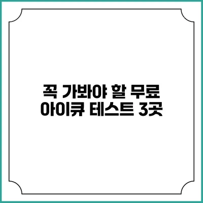 꼭 가봐야 할 무료 아이큐 테스트 3곳