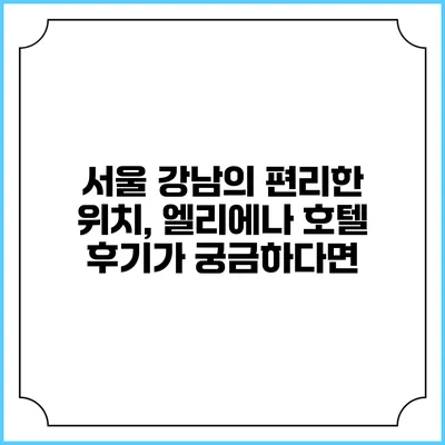 서울 강남의 편리한 위치, 엘리에나 호텔 후기가 궁금하다면?