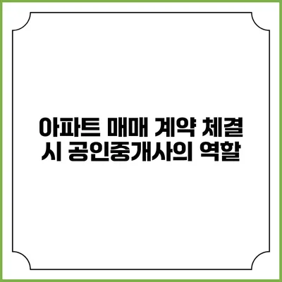 아파트 매매 계약 체결 시 공인중개사의 역할