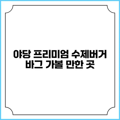야당 프리미엄 수제버거 바그: 가볼 만한 곳