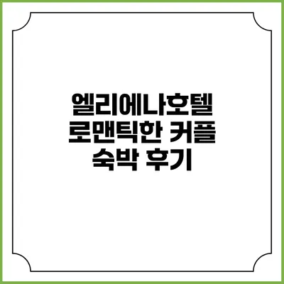 엘리에나호텔 로맨틱한 커플 숙박 후기