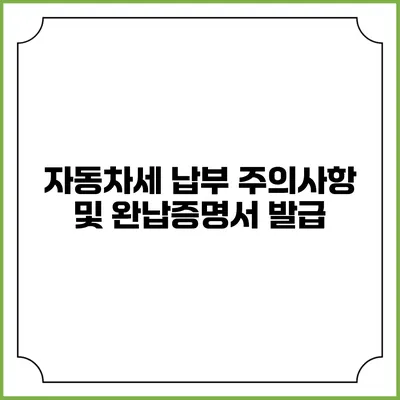 자동차세 납부 주의사항 및 완납증명서 발급