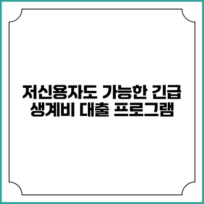 저신용자도 가능한 긴급 생계비 대출 프로그램