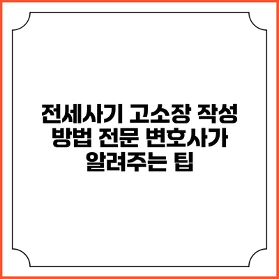 전세사기 고소장 작성 방법: 전문 변호사가 알려주는 팁