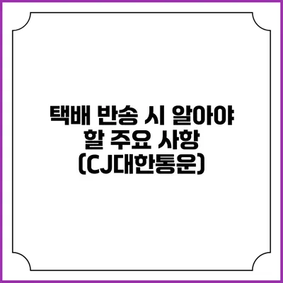 택배 반송 시 알아야 할 주요 사항 (CJ대한통운)
