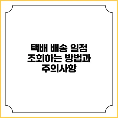 택배 배송 일정 조회하는 방법과 주의사항
