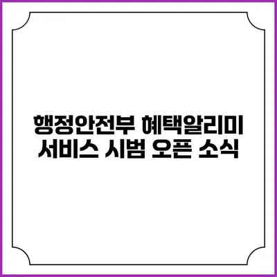 행정안전부 혜택알리미 서비스 시범 오픈 소식