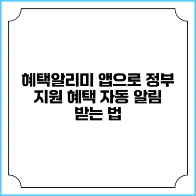 혜택알리미 앱으로 정부 지원 혜택 자동 알림 받는 법