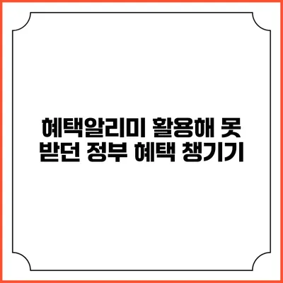혜택알리미 활용해 못 받던 정부 혜택 챙기기